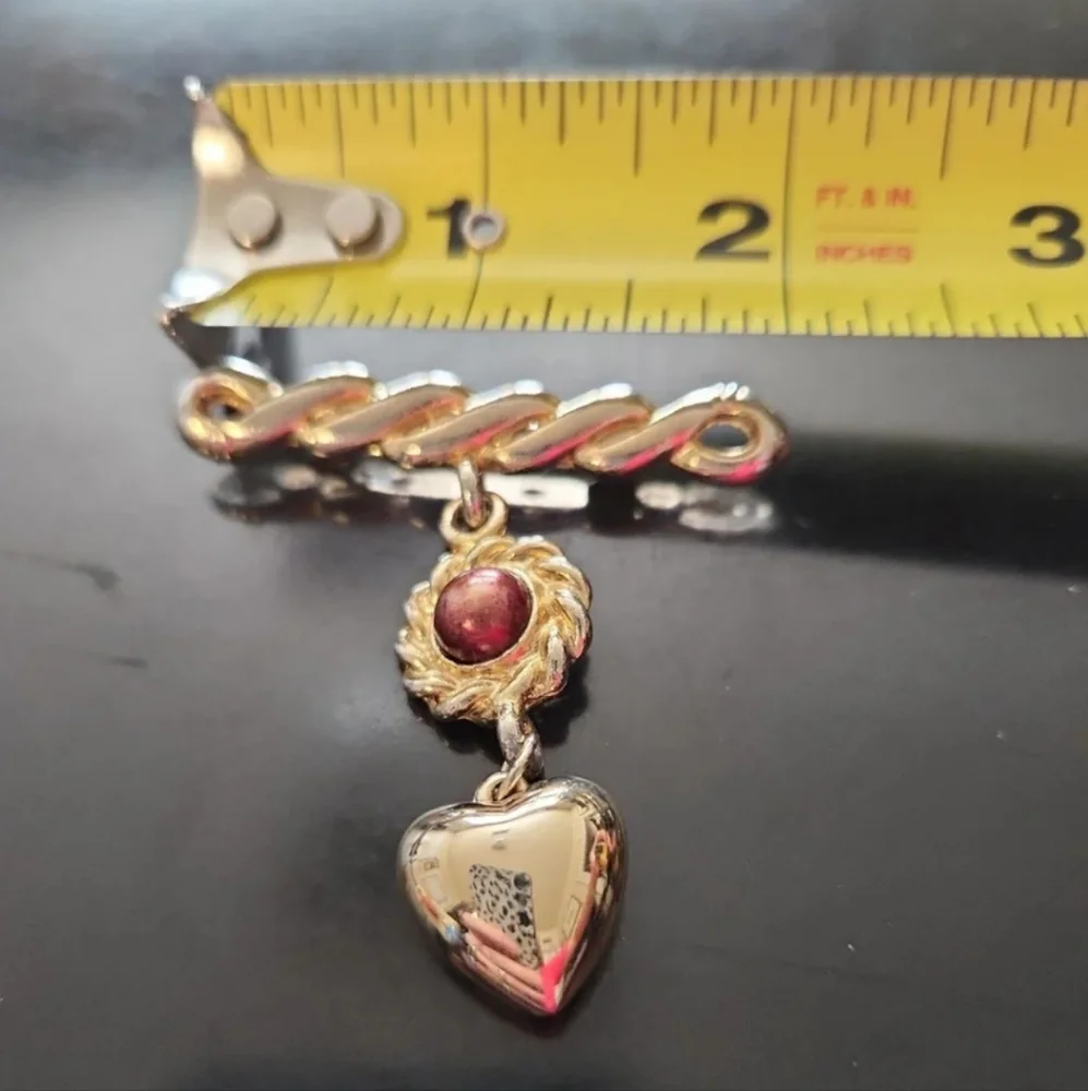 Goldtone Heart Pendant Brooch